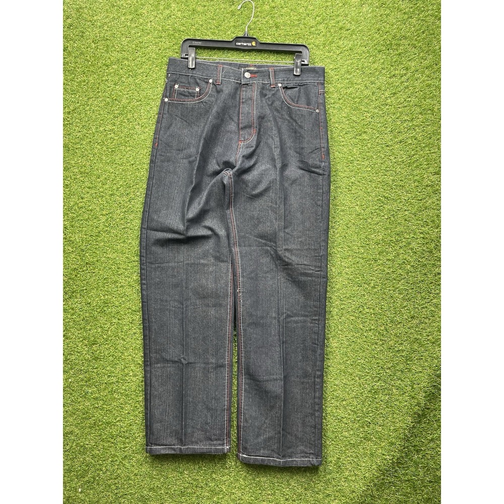 Chams Baggy Jeans Mens 38x32 Blue Y2k Vintage Dark Wash Grunge Skater Retro
